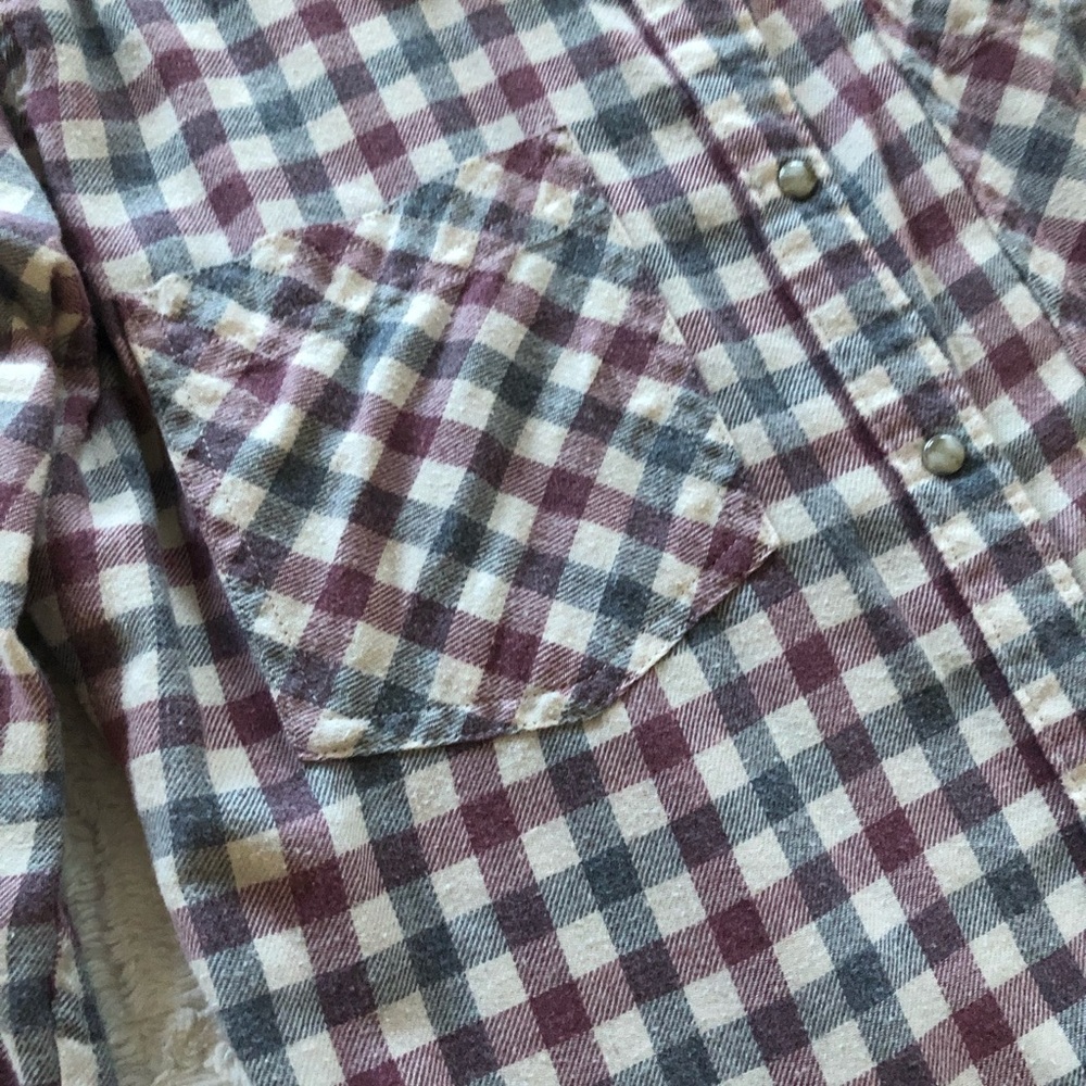 Forever 21 checked button down shirt size small purple gray. - Picture 2 of 3
